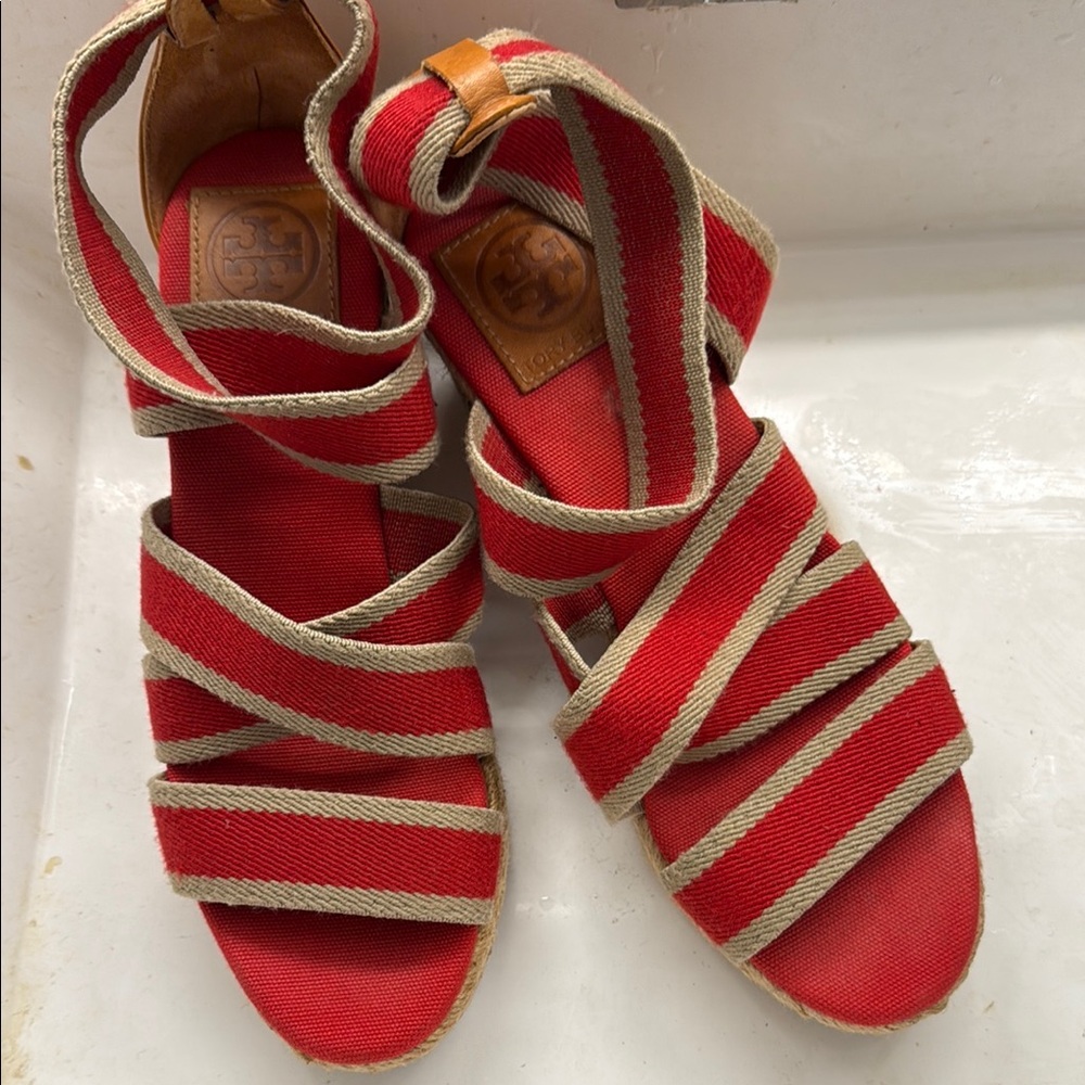 Tory Burch Red Strappy Sandals